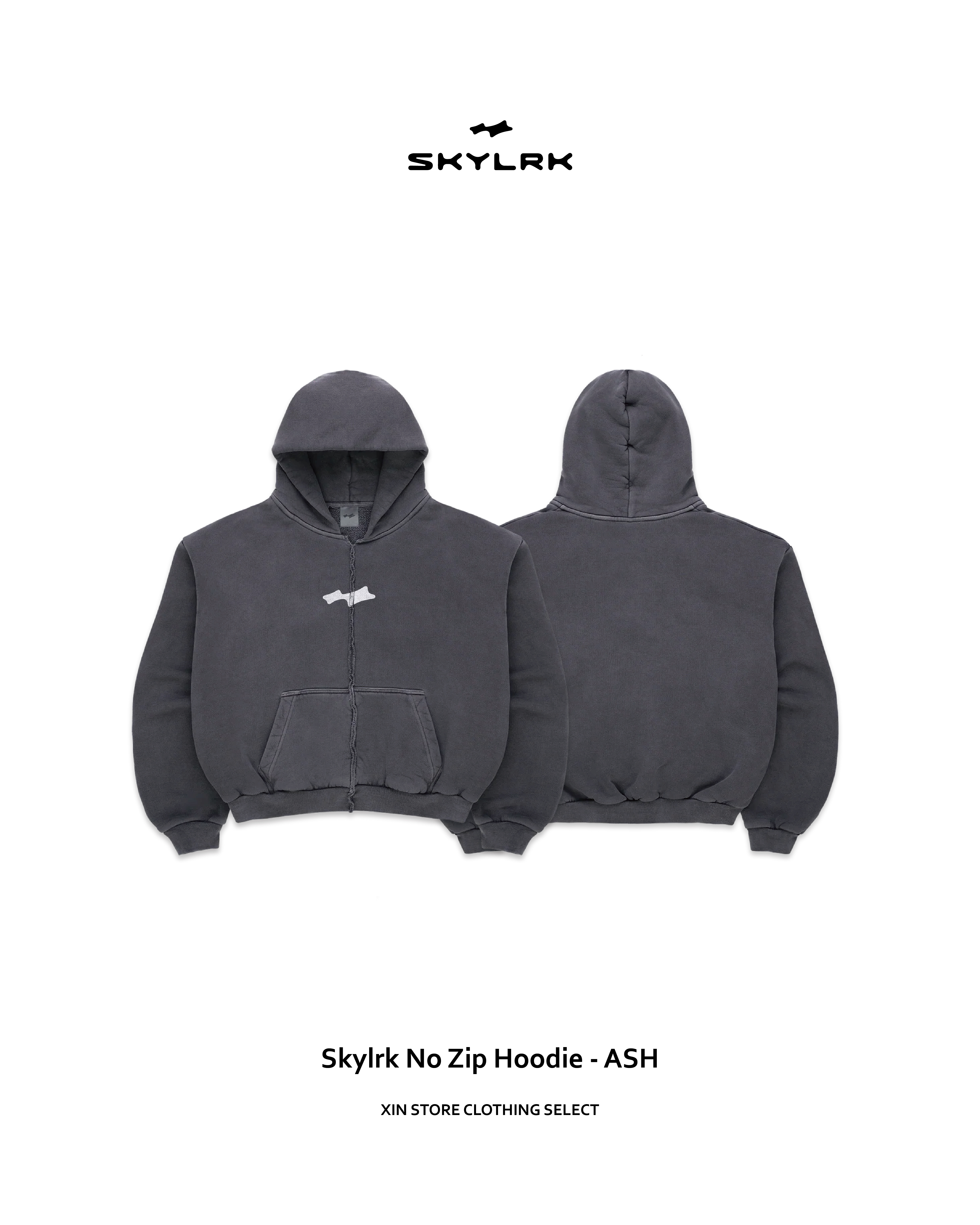 <全新品牌>Justin Bieber Skylrk No Zip Hoodie 水洗 仿舊 寬短 帽T 灰黑色