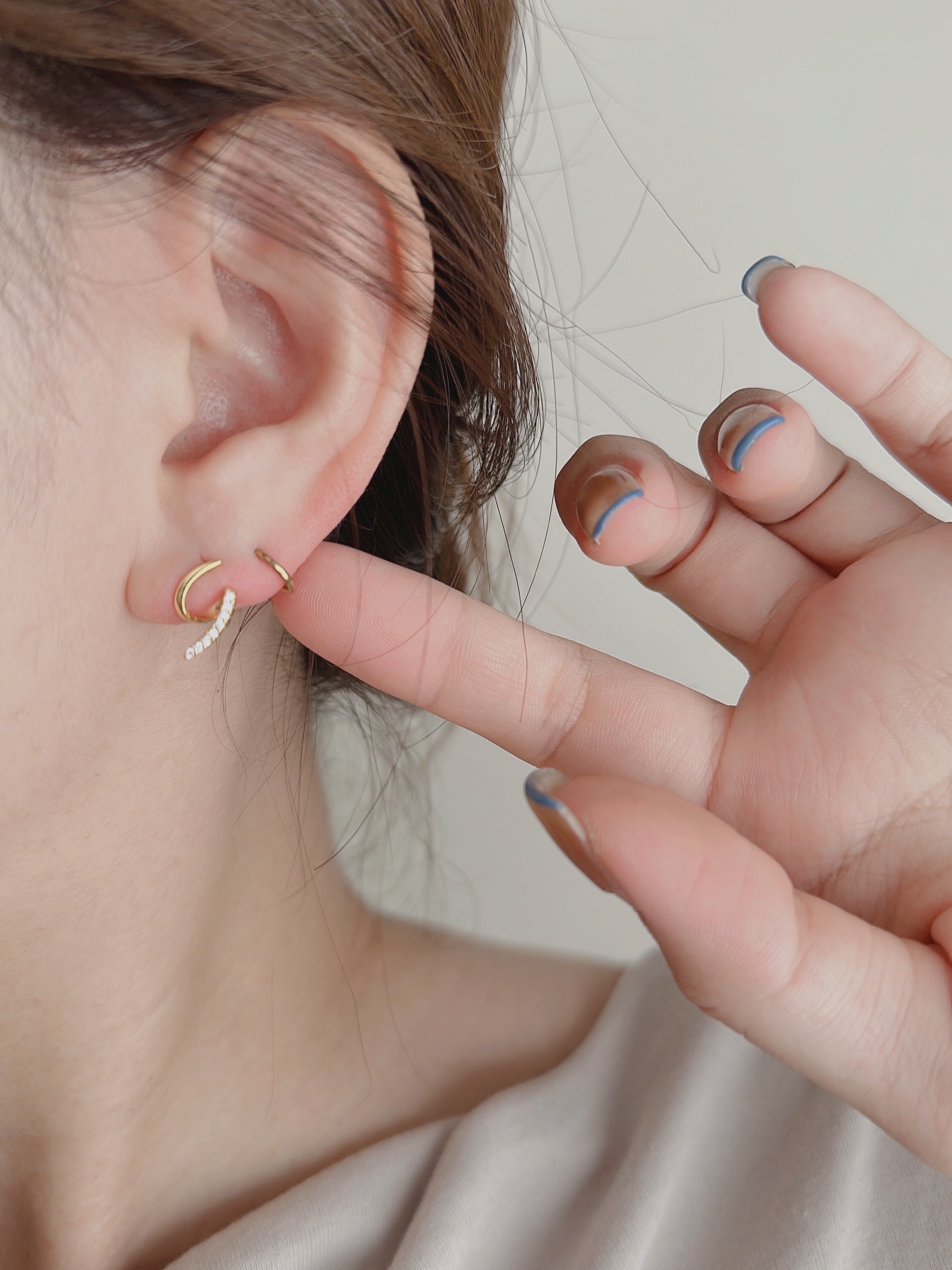 S925 zirconia line design pierce