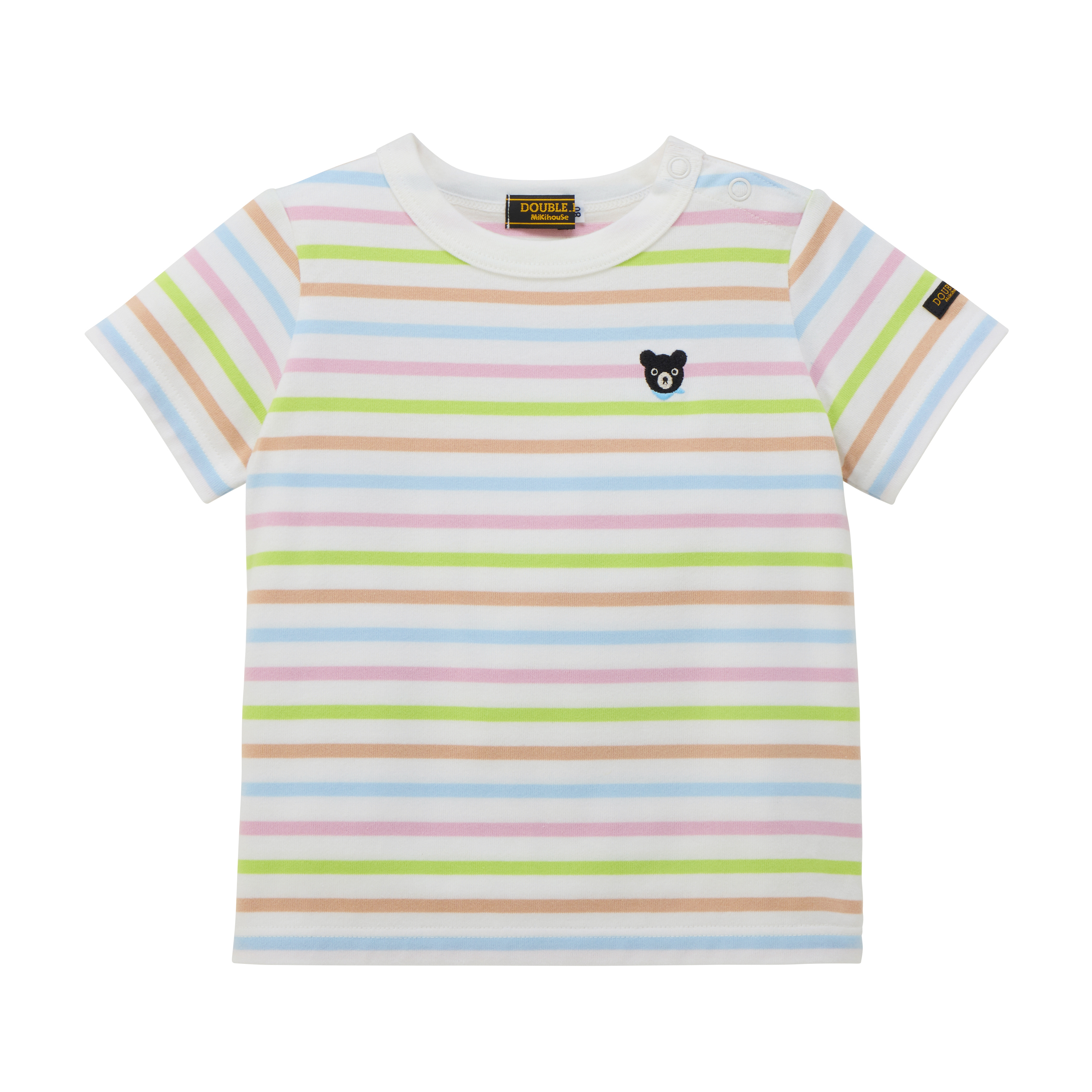 DOUBLE_B 條紋短袖T恤-淺綠色