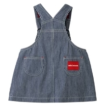 MIKI HOUSE牛仔條紋吊帶裙-海軍藍&白