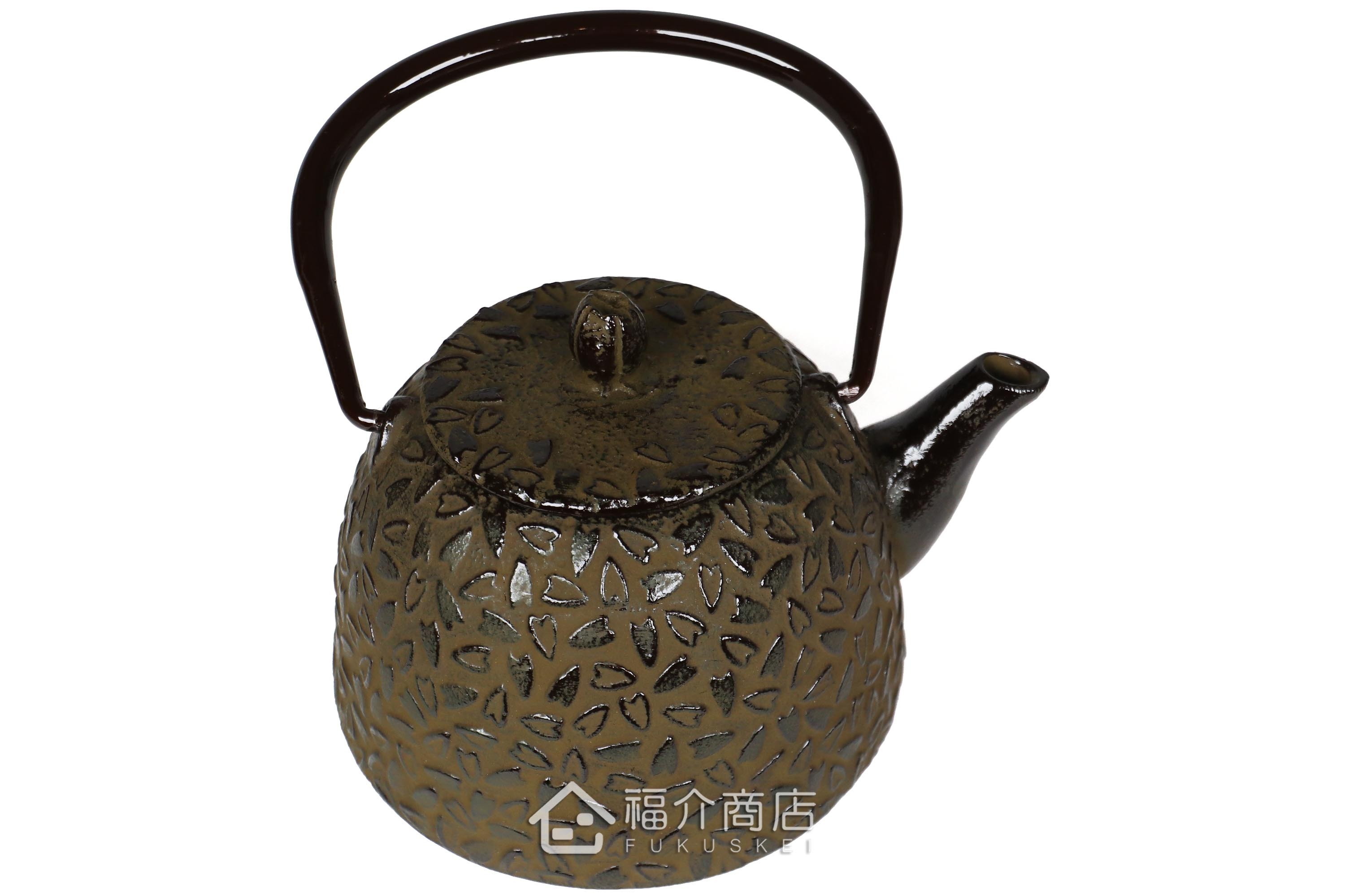 岩戶鑄工所製作的日本泡茶壺,茶色櫻花造型壺身