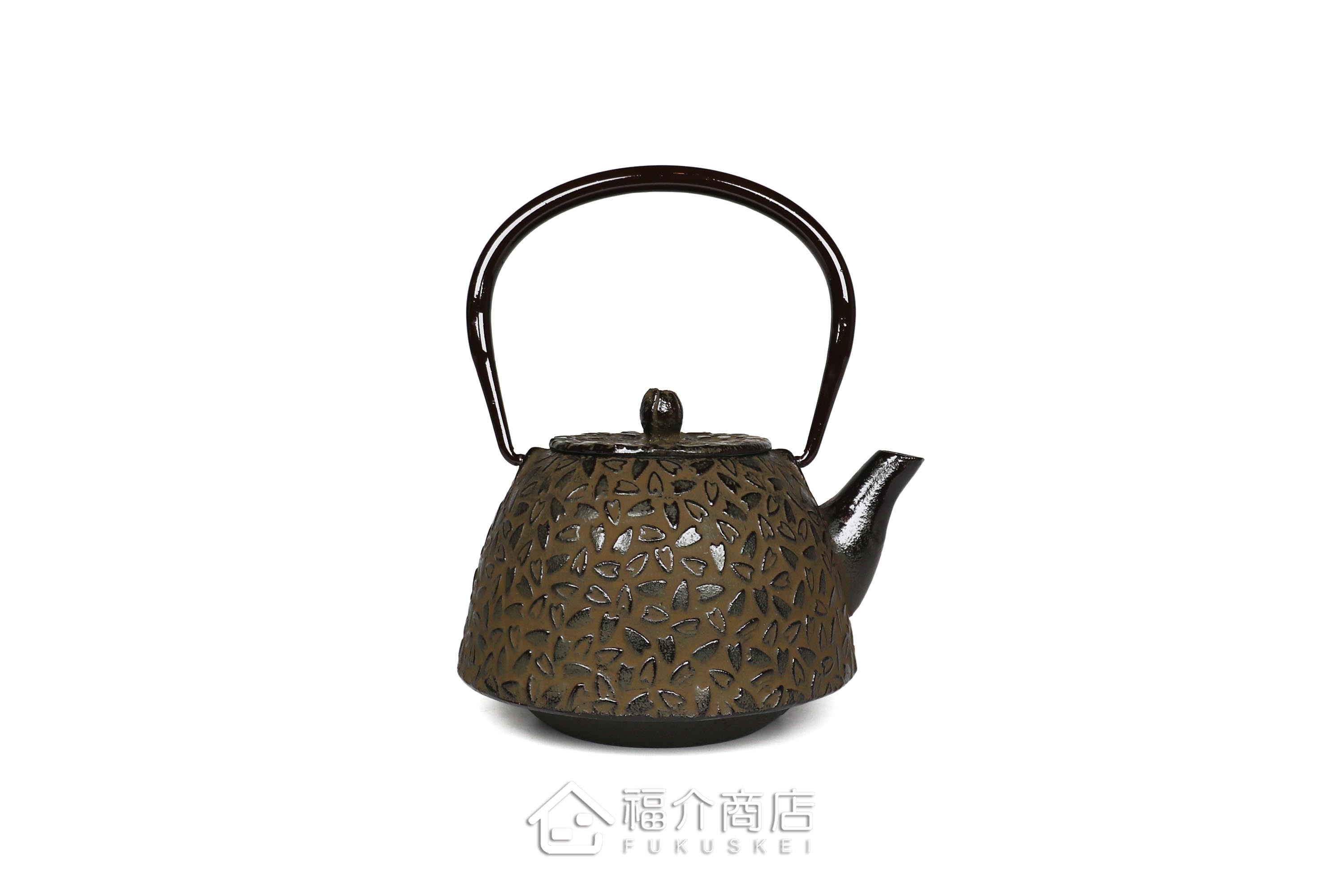 岩戶鑄工所製作的日本泡茶壺,茶色櫻花造型壺身