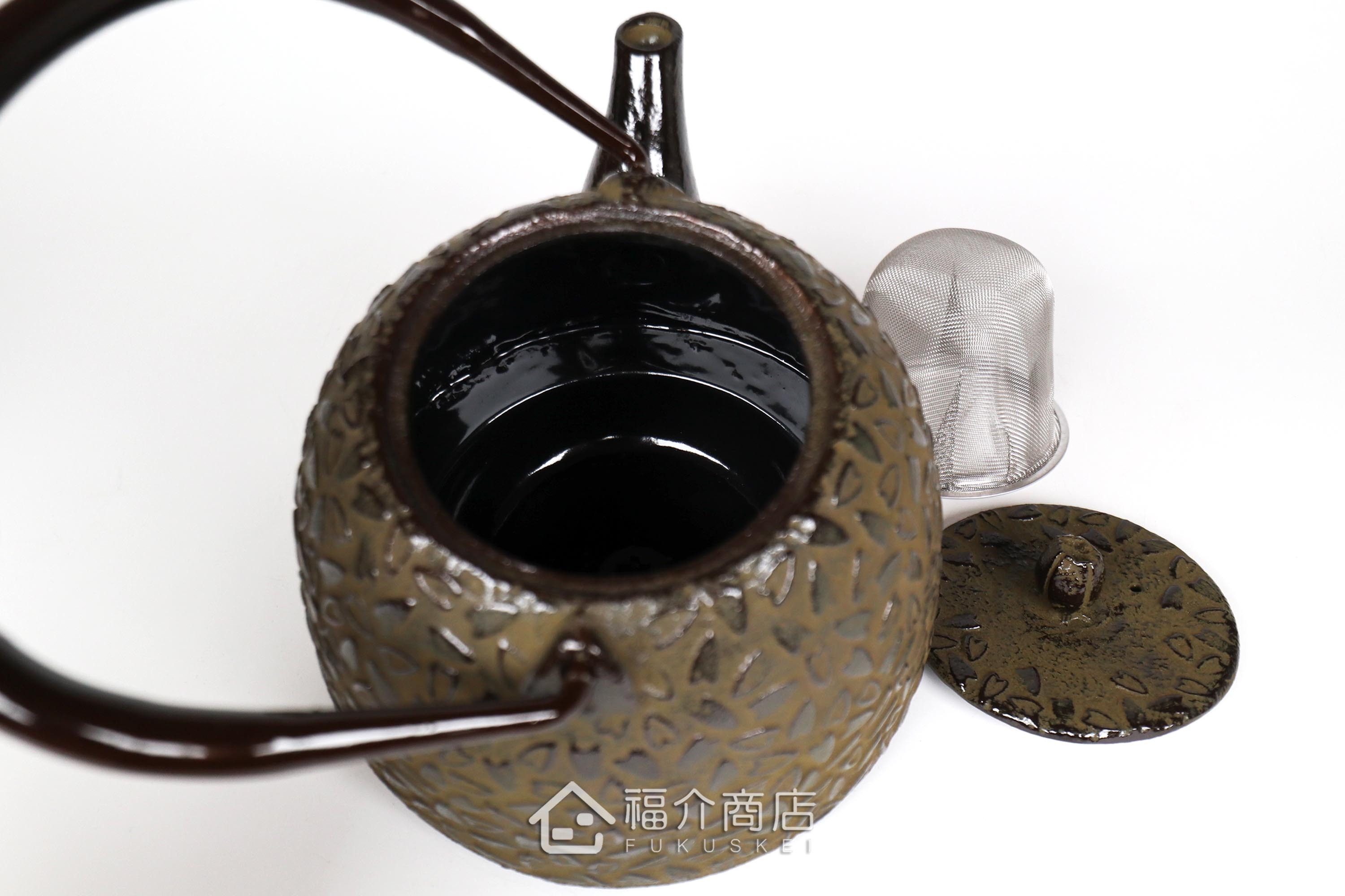 岩戶鑄工所製作的日本泡茶壺,茶色櫻花造型壺身