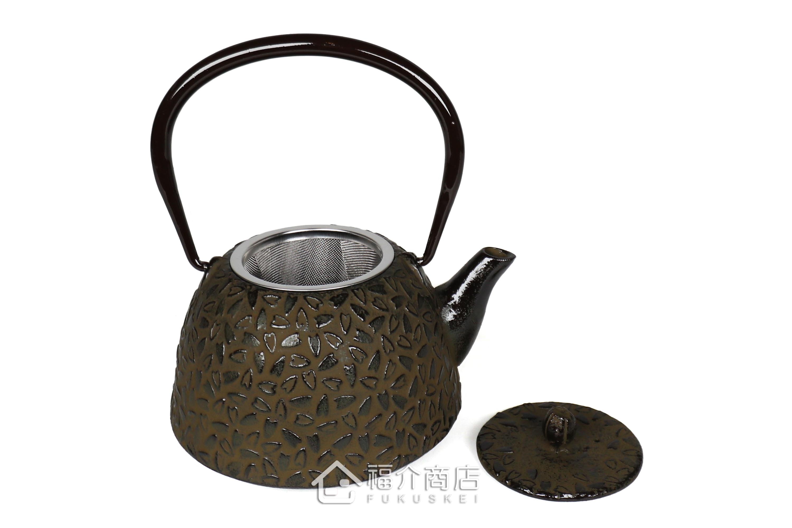 岩戶鑄工所製作的日本泡茶壺,茶色櫻花造型壺身