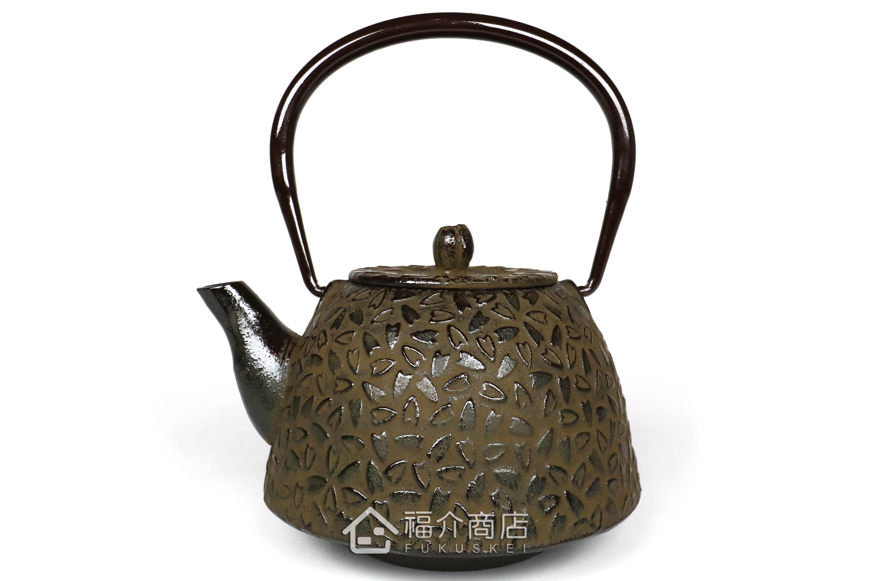 岩戶鑄工所製作的日本泡茶壺,茶色櫻花造型壺身