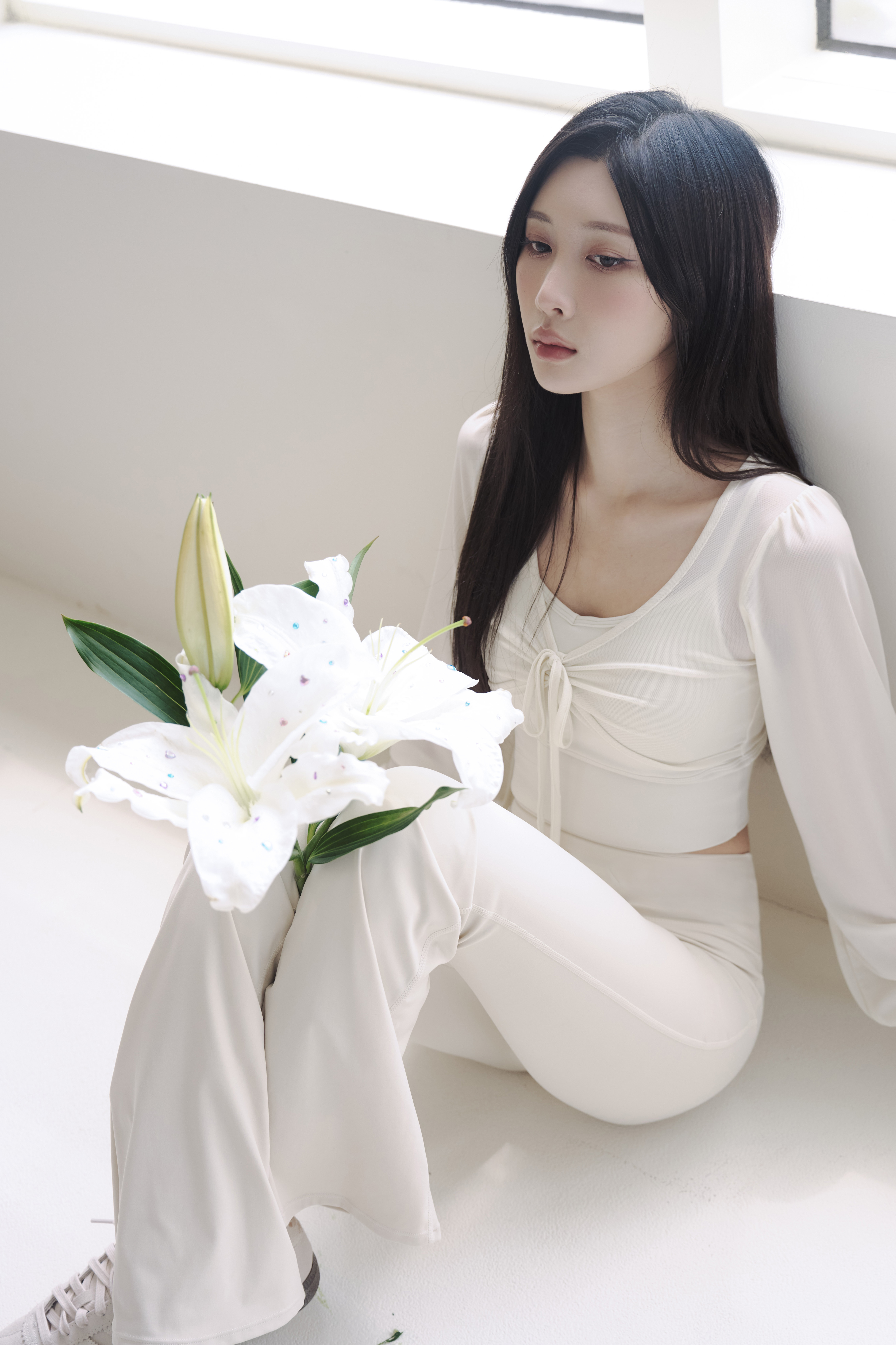 Muse 裸紗澎袖運動上衣 / 奶白