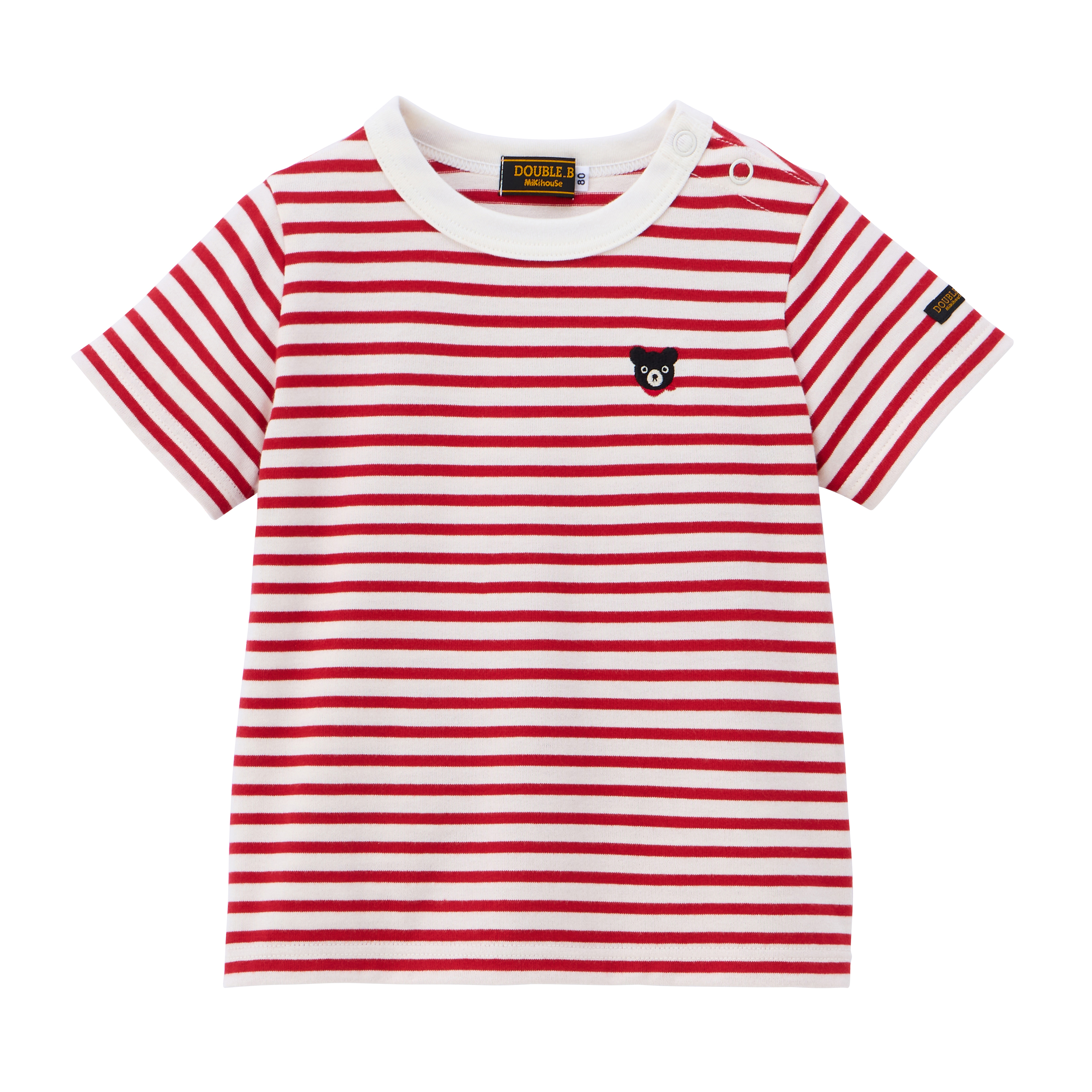 DOUBLE_B 條紋短袖T恤-紅&白