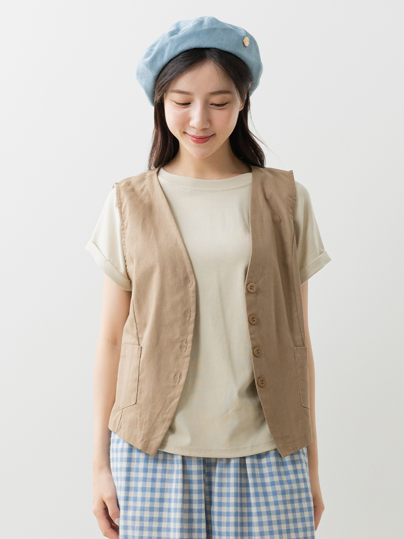 棉柔質感素面側抓皺上衣