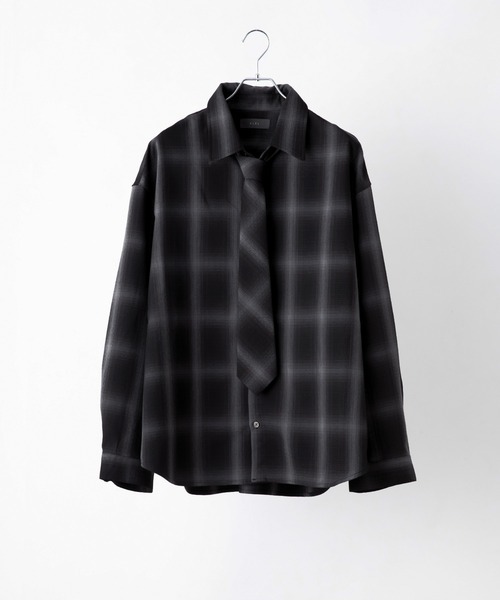 CLEL 人字紋格紋襯衫附領帶