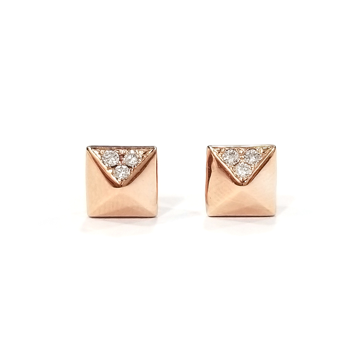 18K玫瑰金天然鑽石耳環