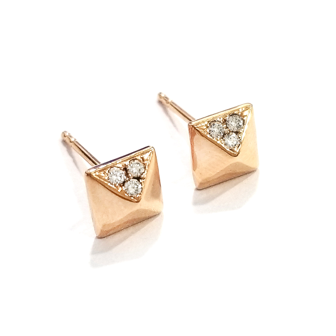 18K玫瑰金天然鑽石耳環