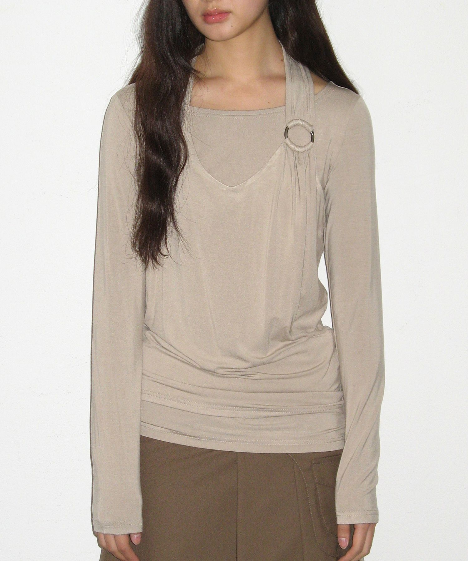 PLACE STUDIO 掛脖O環抽褶背心套裝 26S7771412