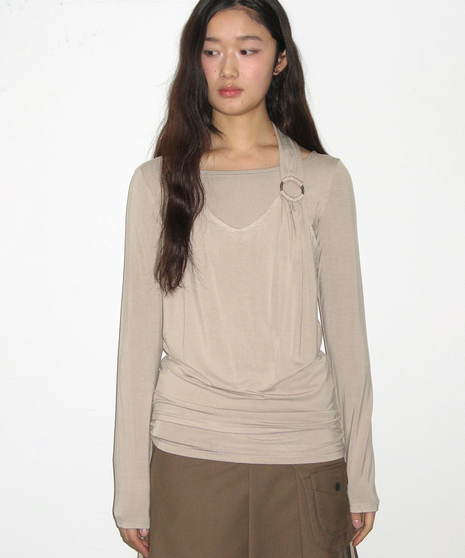 PLACE STUDIO 掛脖O環抽褶背心套裝 26S7771412