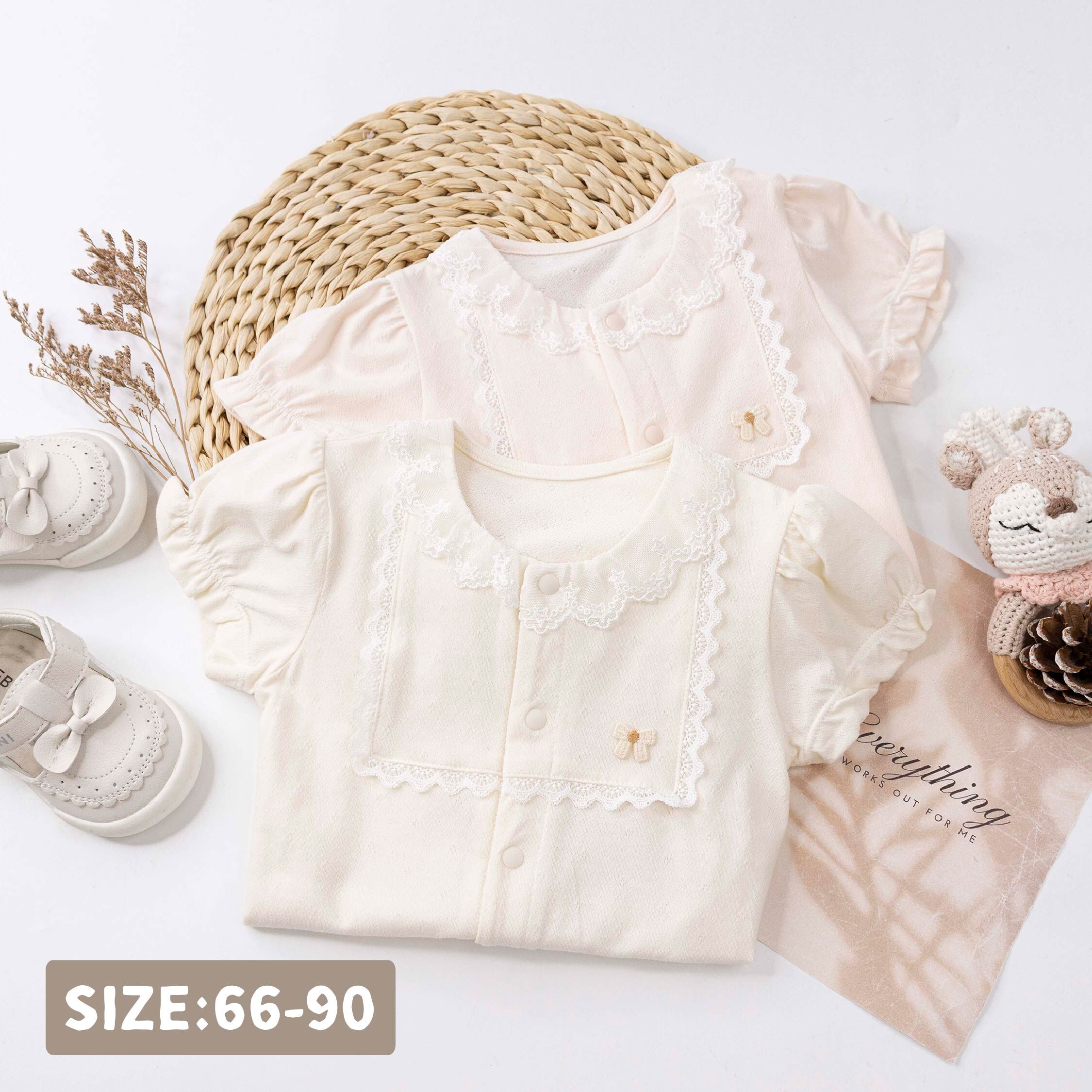 純淨系列 氣質蝴蝶結布貼連身衣＊二色 (T6010)