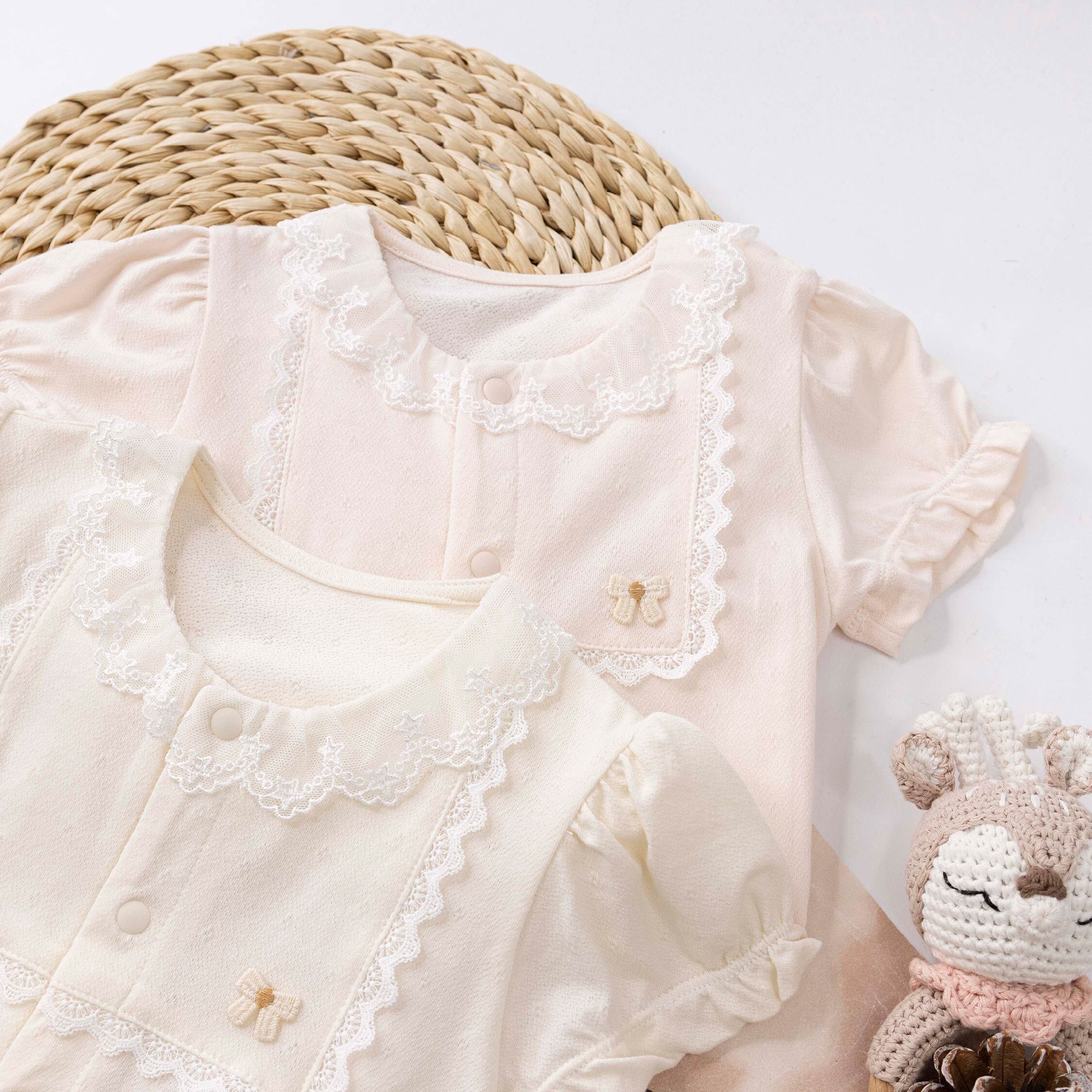 純淨系列 氣質蝴蝶結布貼連身衣＊二色 (T6010)