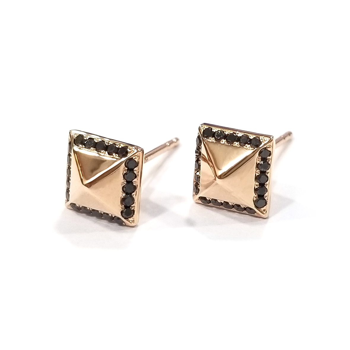 18K玫瑰金黑鑽耳環