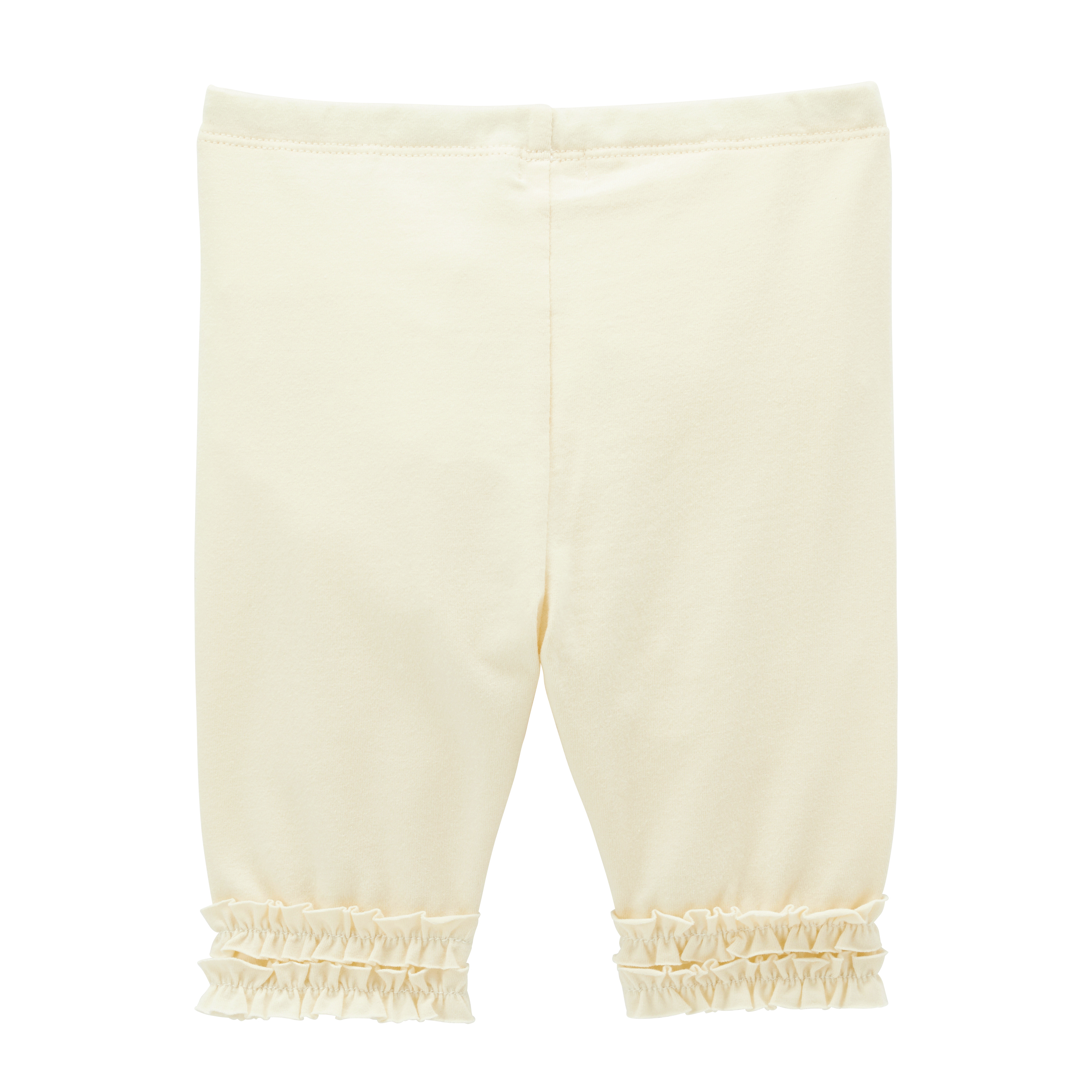 荷葉邊六分內搭褲-象牙白