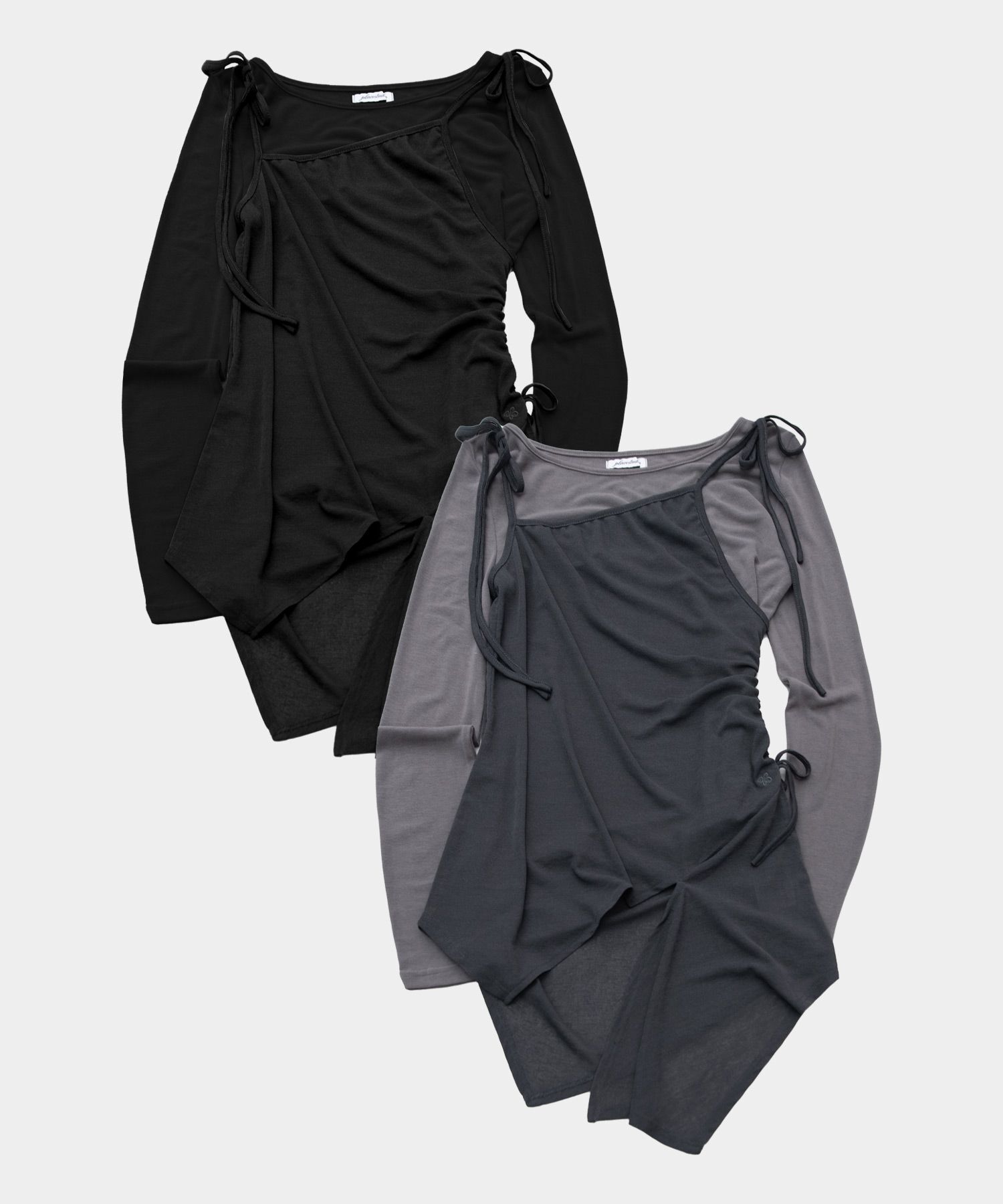 PLACE STUDIO 不對稱縮褶細肩帶斜紋層次無袖長版套裝 26S7771244