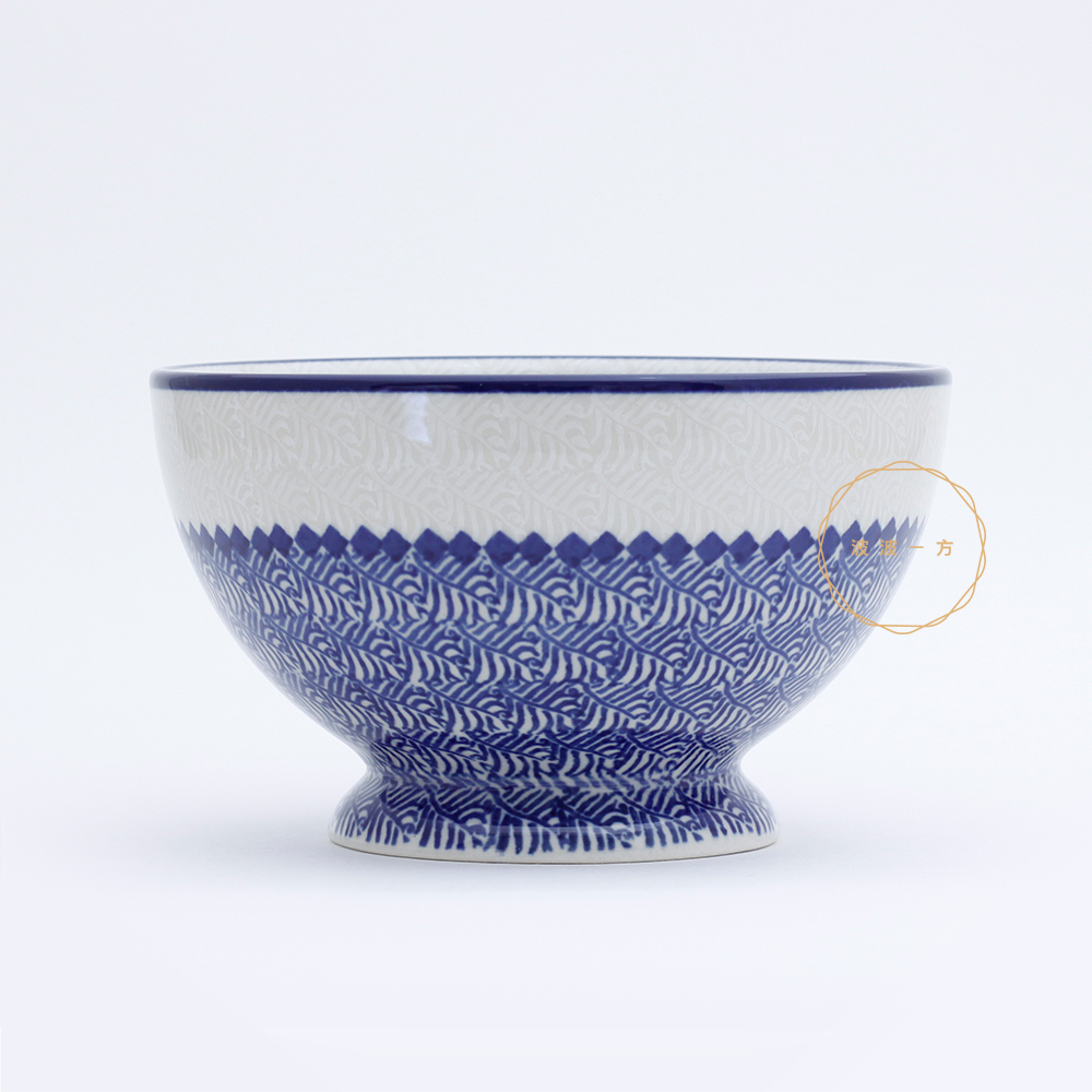 歐蕾碗-Ø14.5cm-高8.5cm-藍白的蕨類-B