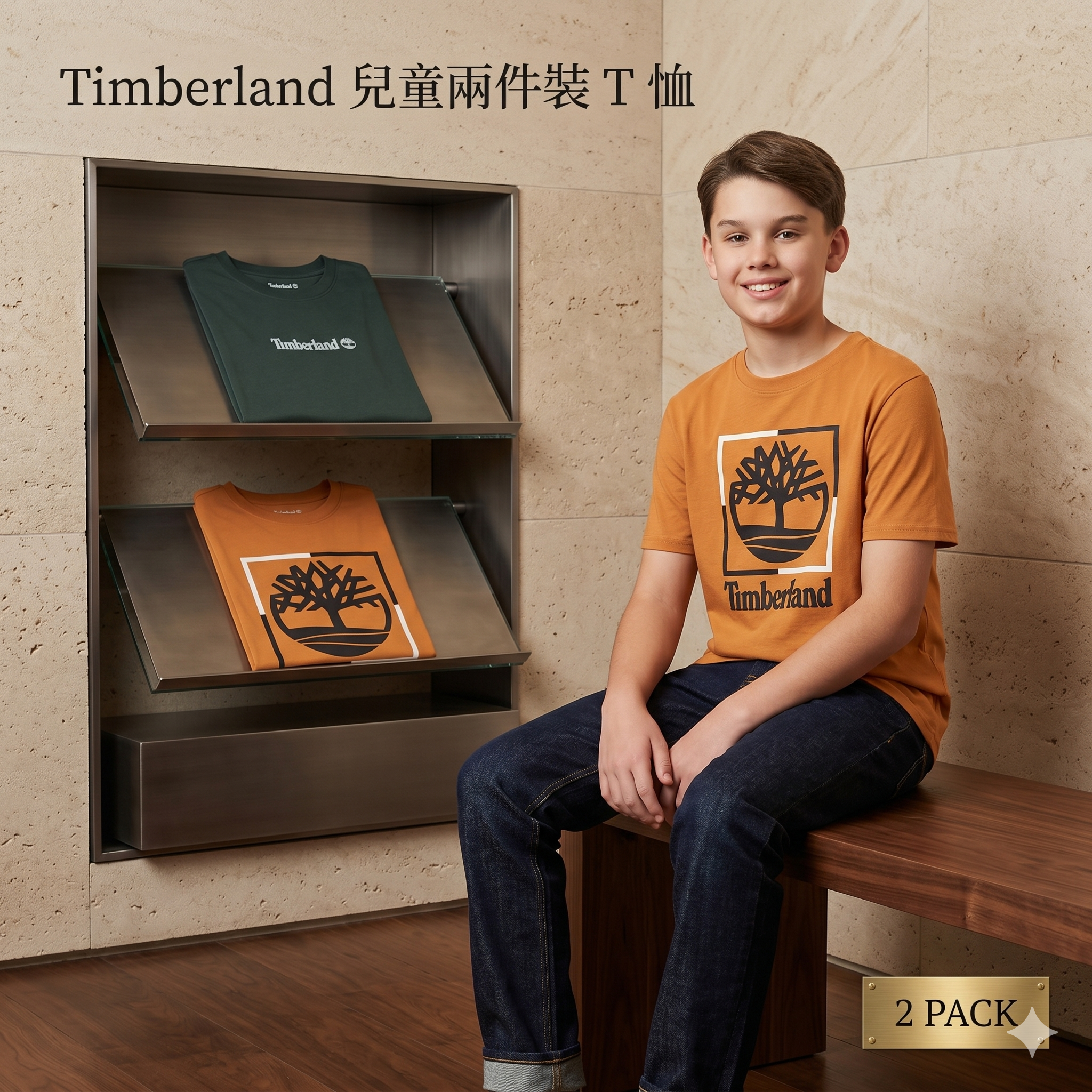 【預購】H041675 Timberland  兒童兩件裝 T 恤