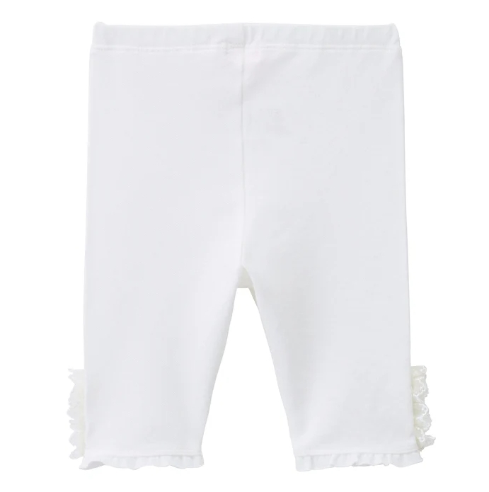 蕾絲花朵六分內搭褲-白色