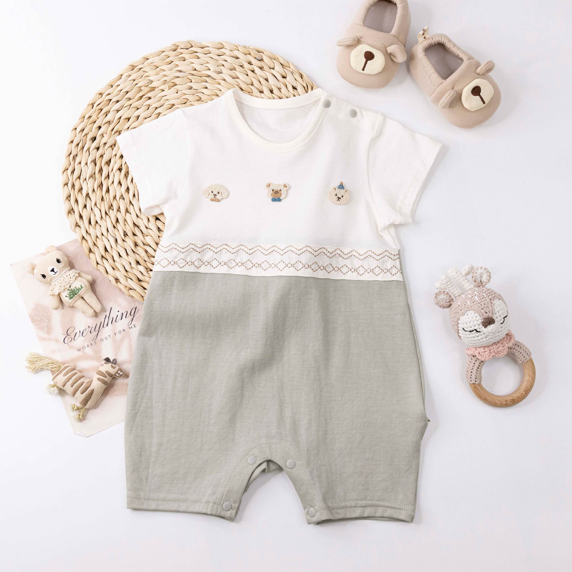 純淨系列 童趣動物布貼連身衣＊二色 (T6020)