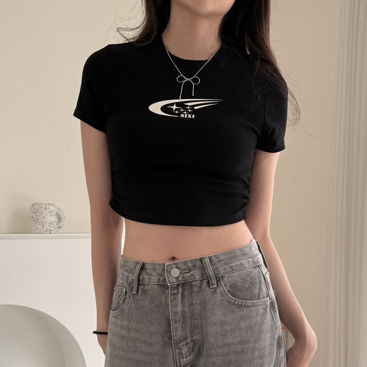 2437星芒運動風修身短版T (R)