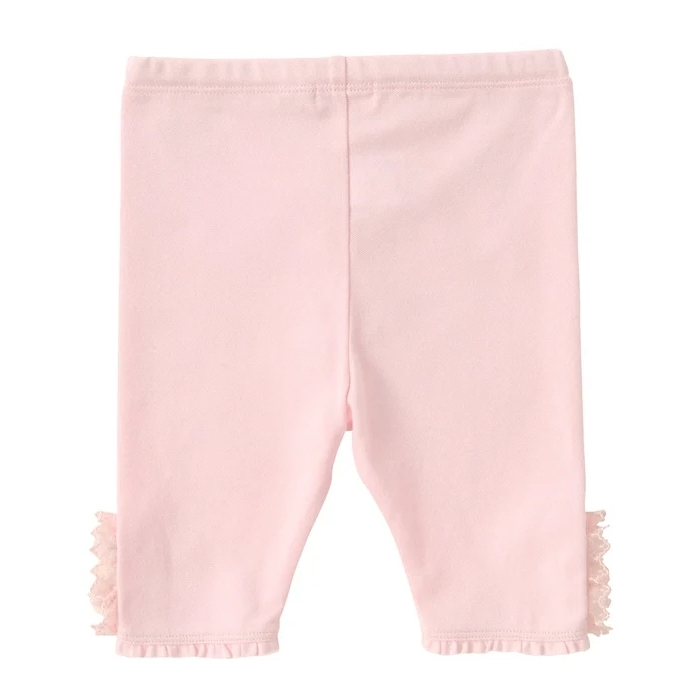 蕾絲花朵六分內搭褲-粉紅色