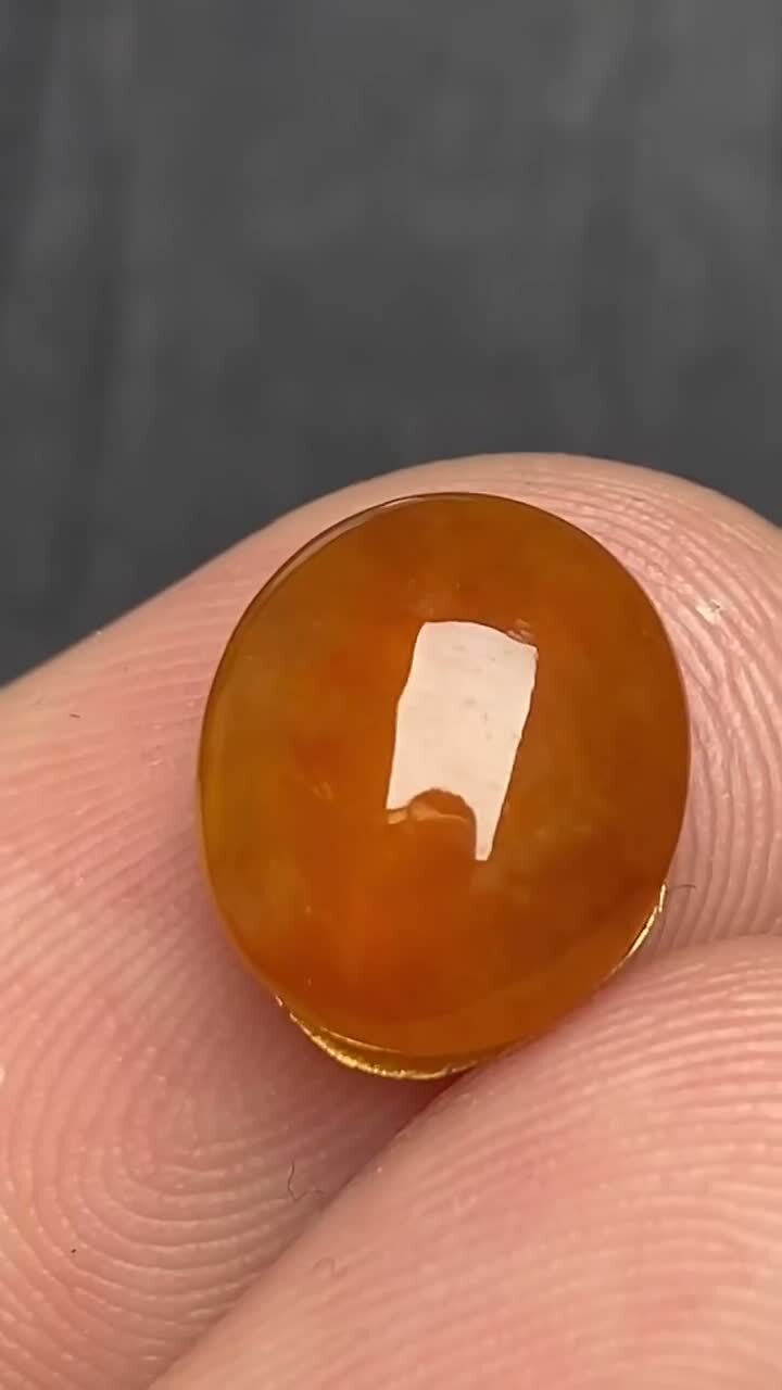 翡翠冰黃蛋面,天然翡翠A玉, 緬甸玉, Jade, Jadeite