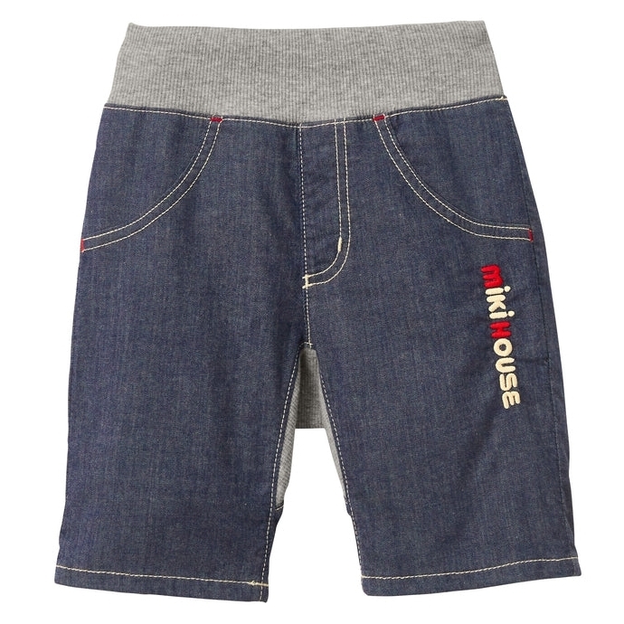 MIKI HOUSE LOGO七分褲-靛藍色