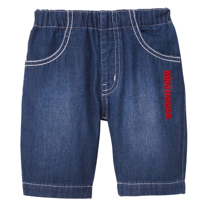 MIKI HOUSE LOGO八分褲-靛藍色