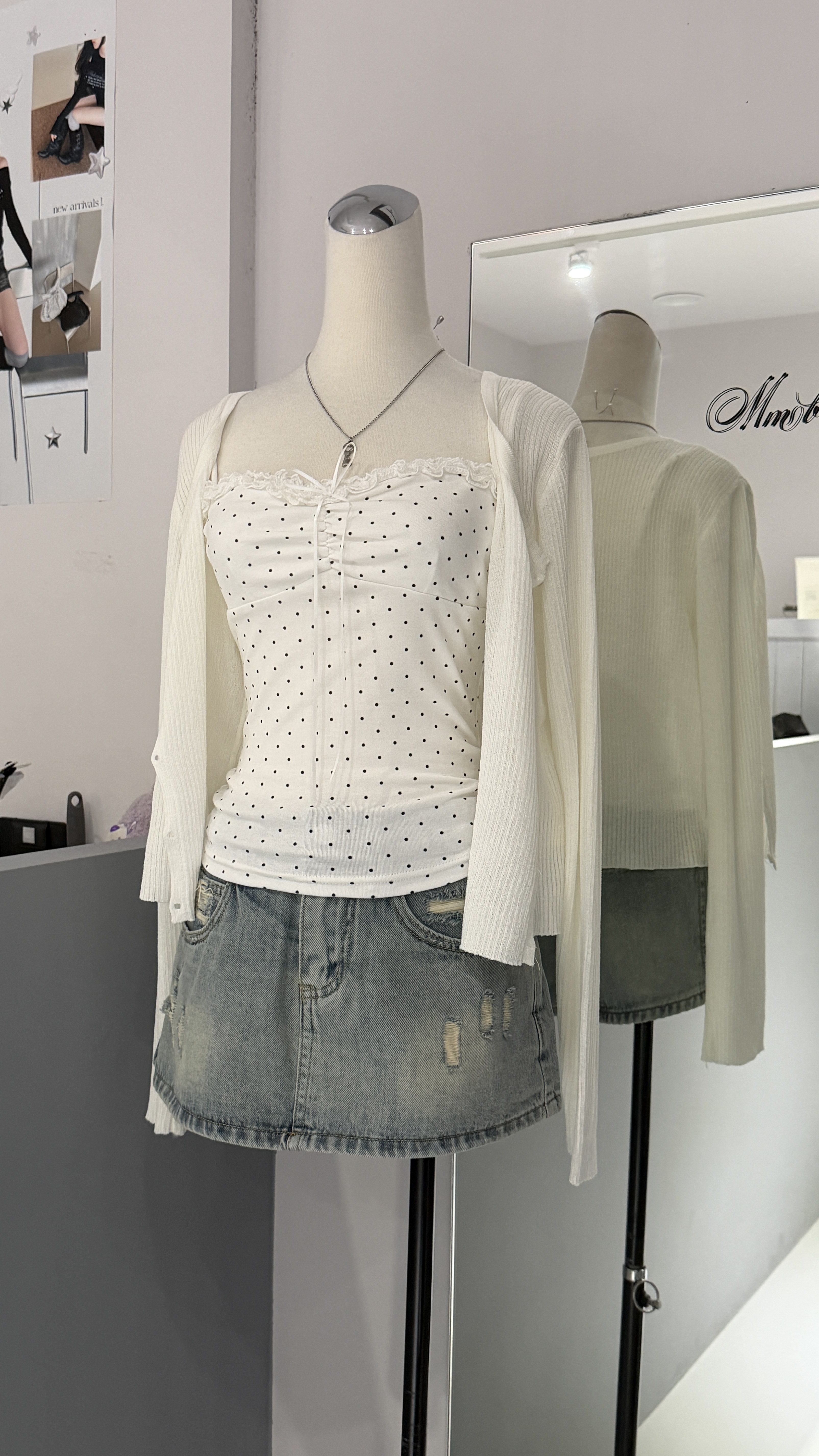 點點背心+罩衫外套