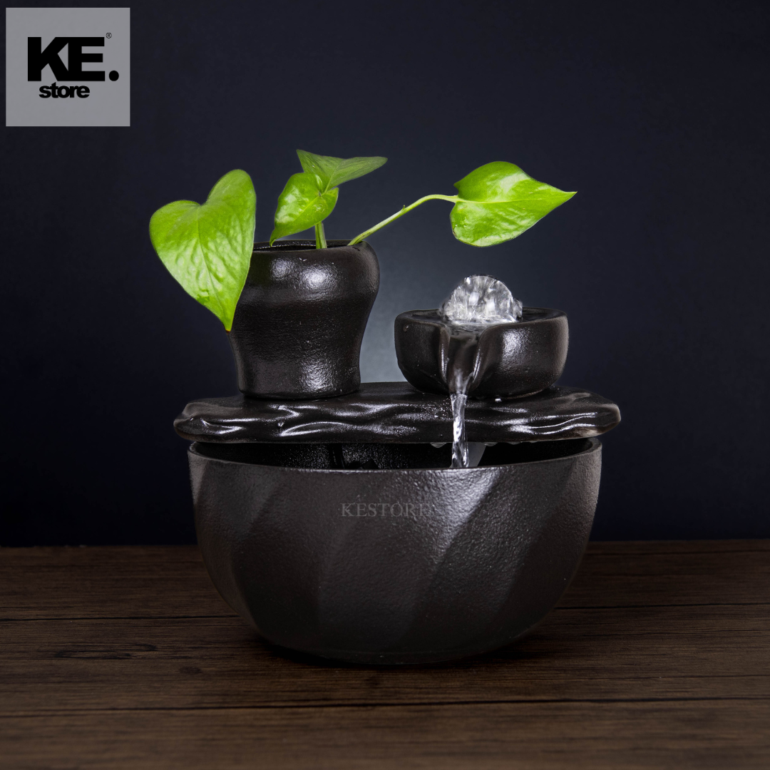 Verdant Flow Ceramic Fountain