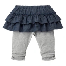 MIKI HOUSE 假兩件褲裙（七分褲）-靛藍