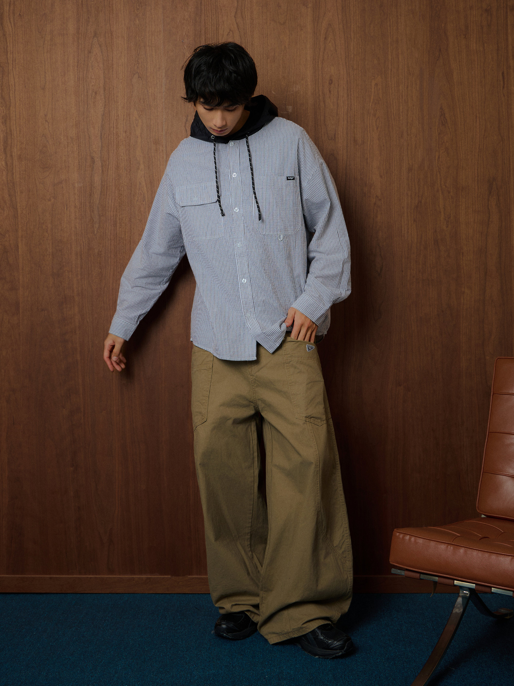 潮慢寬版連帽襯衫