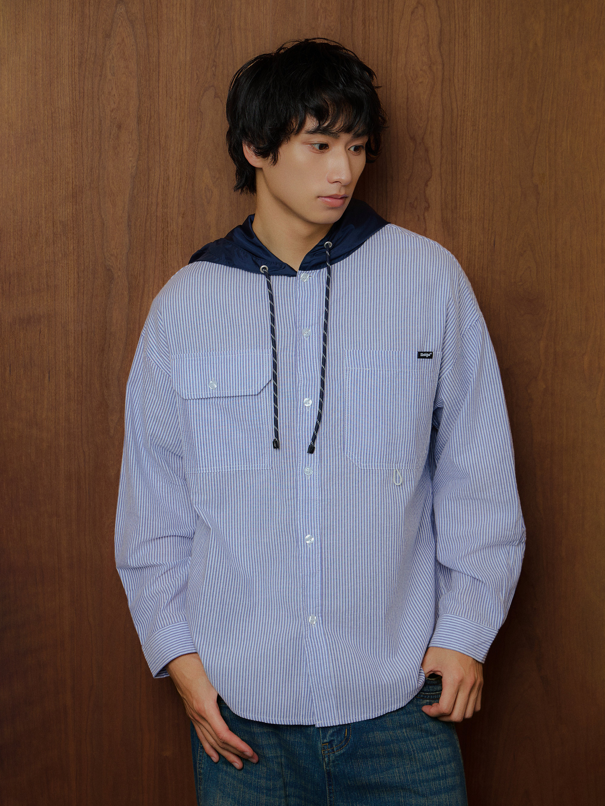 潮慢寬版連帽襯衫