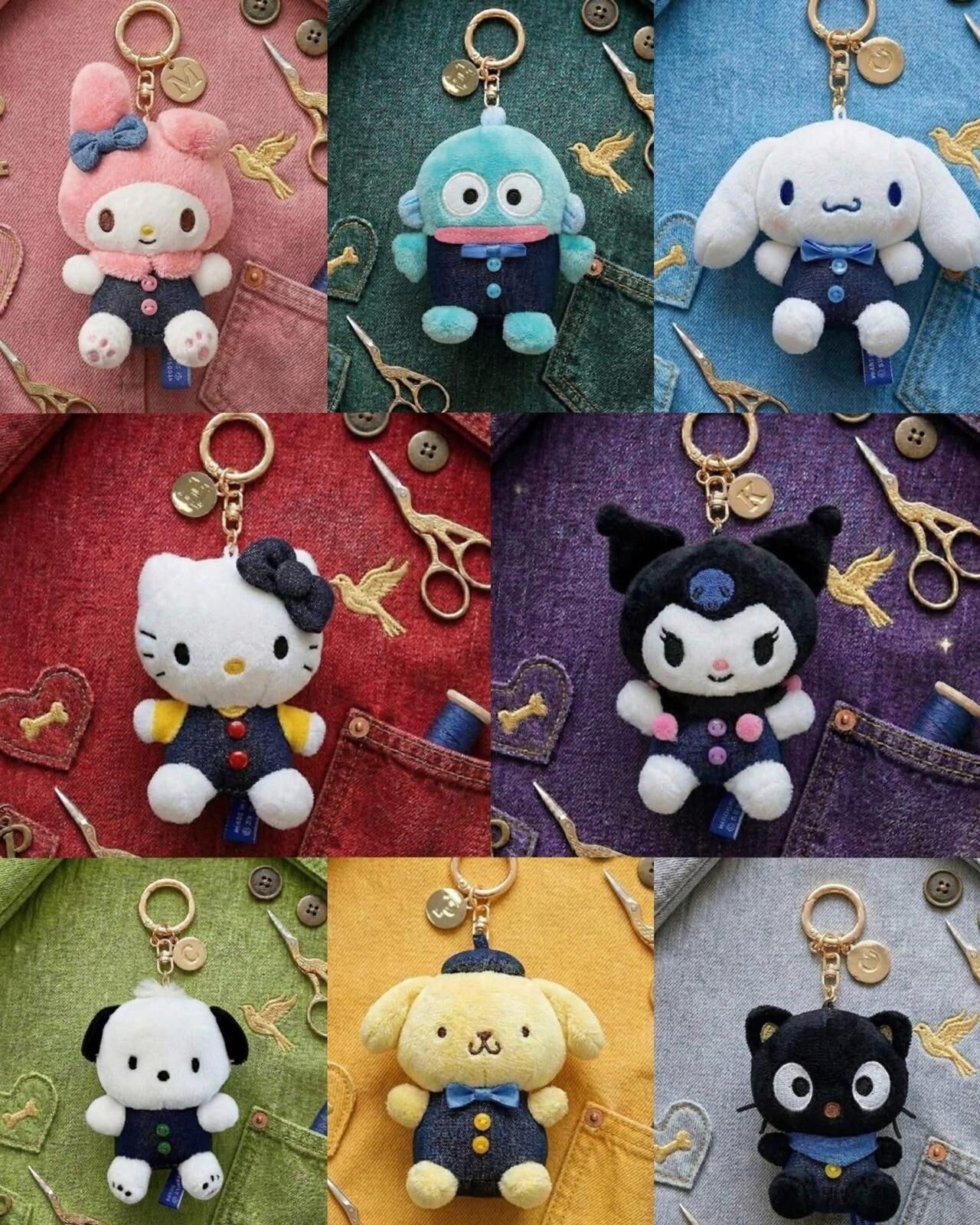 韓國限定 Sanrio 鈕扣牛仔布衫公仔匙扣