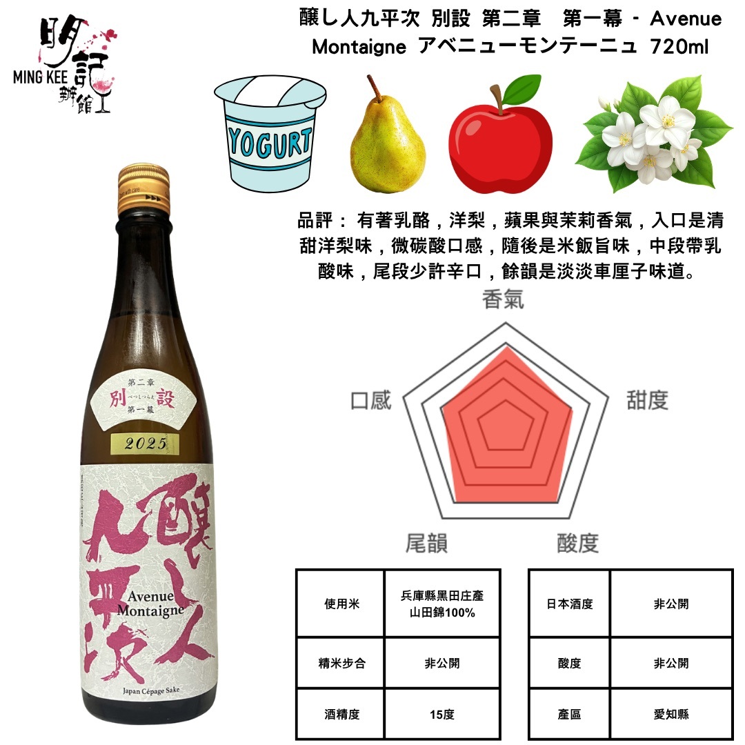 醸し人九平次 別設 第二章　第一幕 - Avenue Montaigne アベニューモンテーニュ 720ml