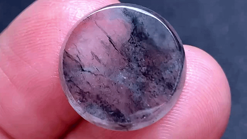 32949 翡翠高冰烏雞圓牌 (13.7mm直徑)