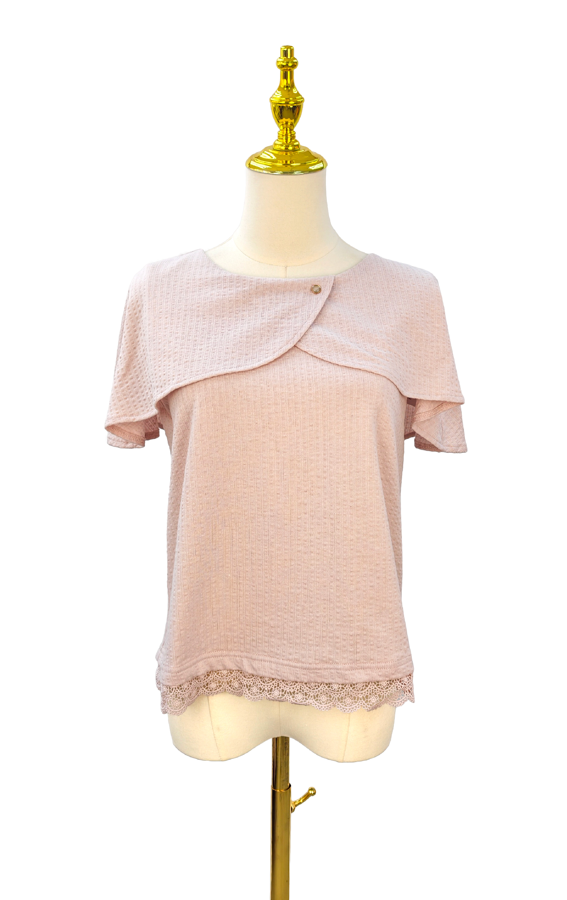 優雅披肩袖蕾絲拼接上衣 ST0895