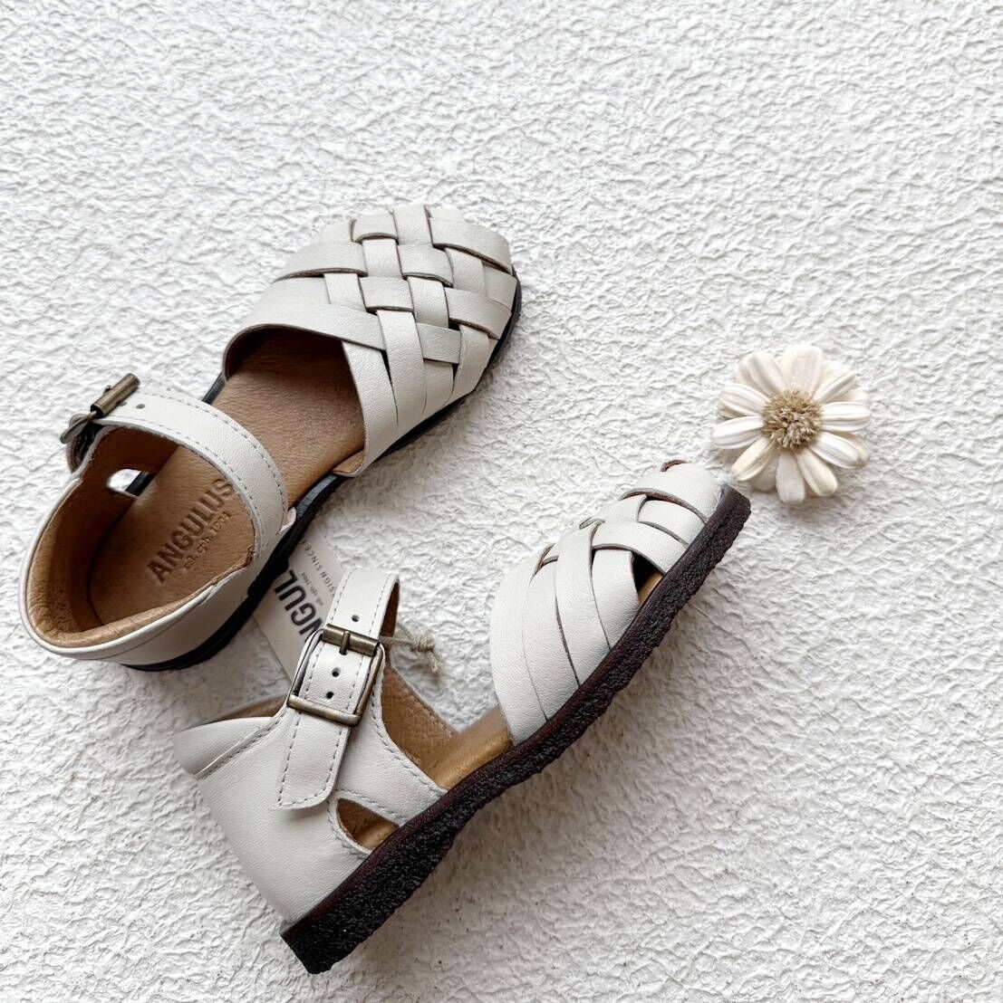 ANGULUS 交叉編織涼鞋 Braided sandal - Oatmilk