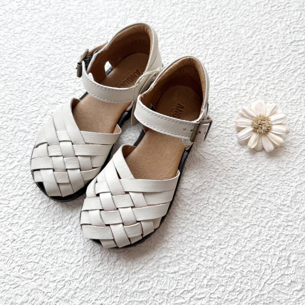 ANGULUS 交叉編織涼鞋 Braided sandal - Oatmilk