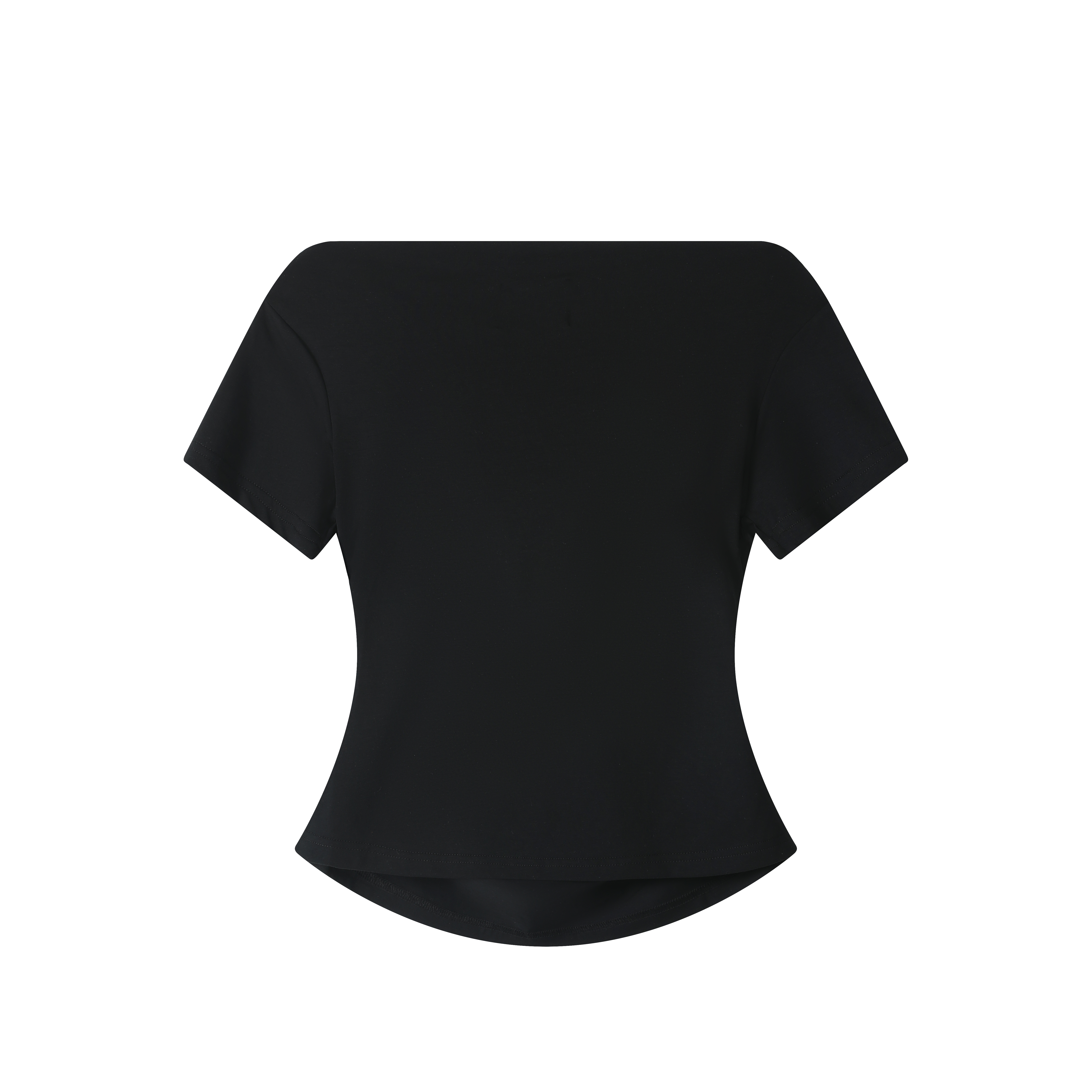 ODE DRAPED OFF-SHOULDER SLIM TEE - BLACK