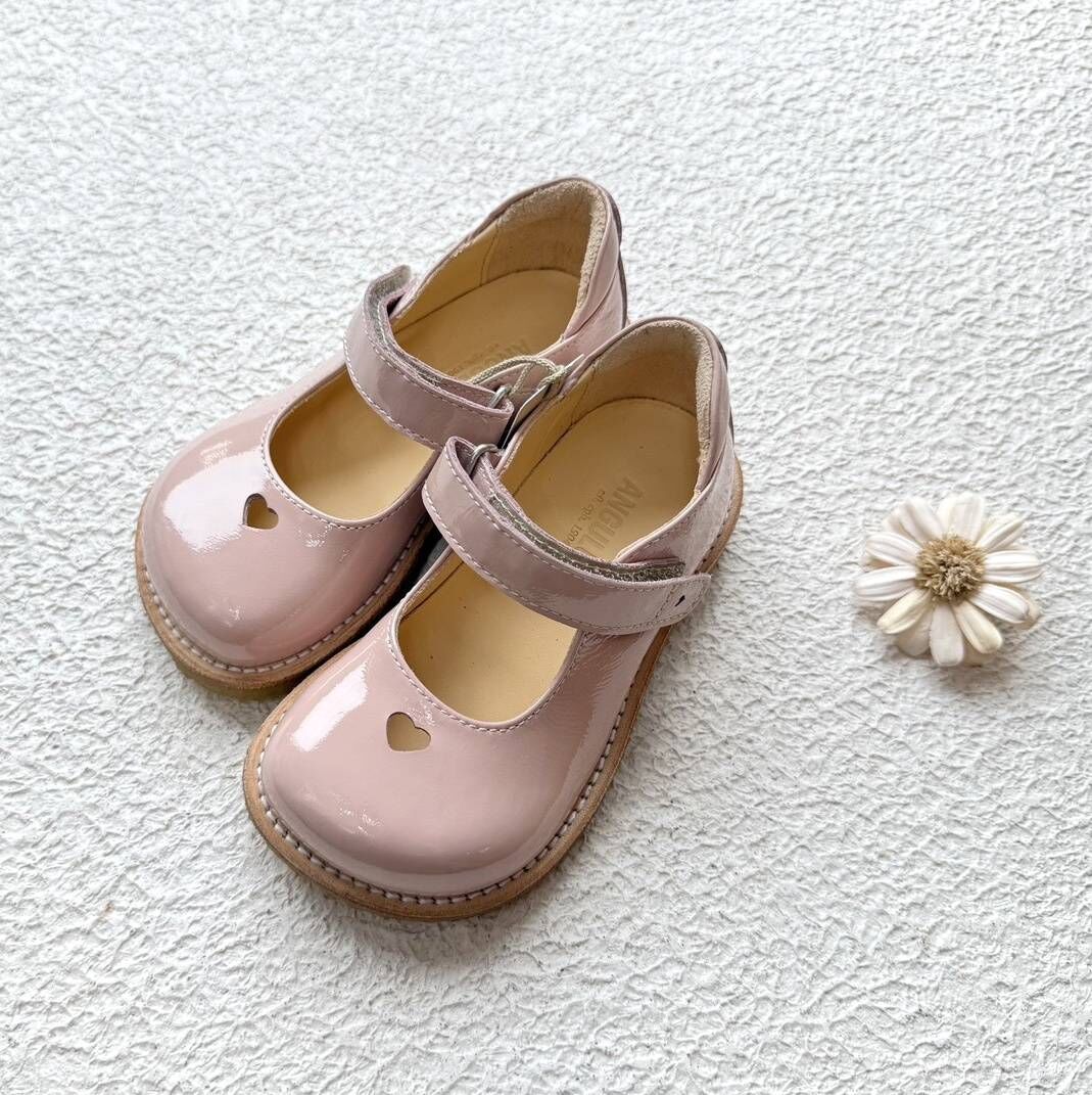 ANGULUS 亮面瑪莉珍愛心鞋 Mary Jane with heart and velcro closure - Rosebud