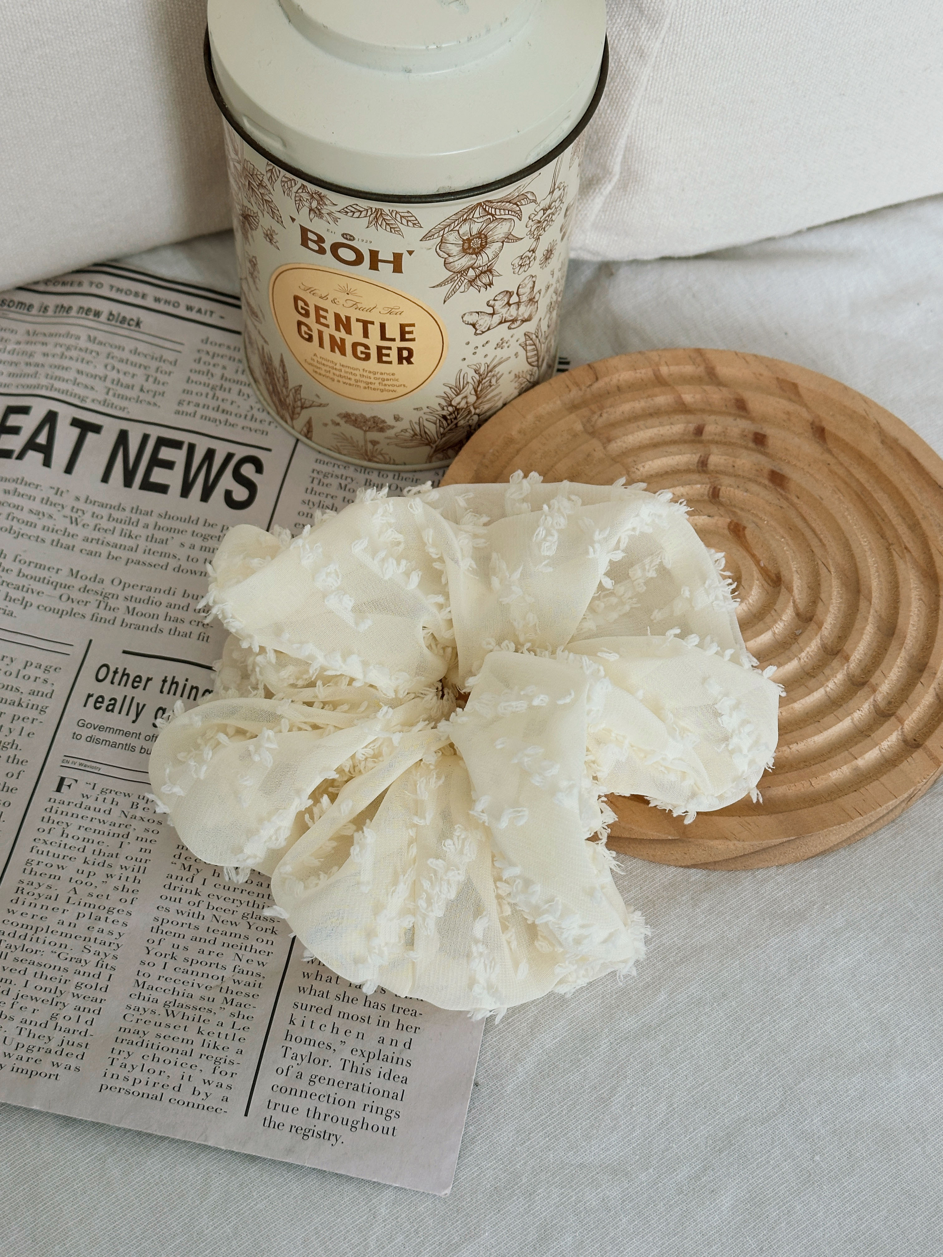 Beige Texture  Scrunchies - D137