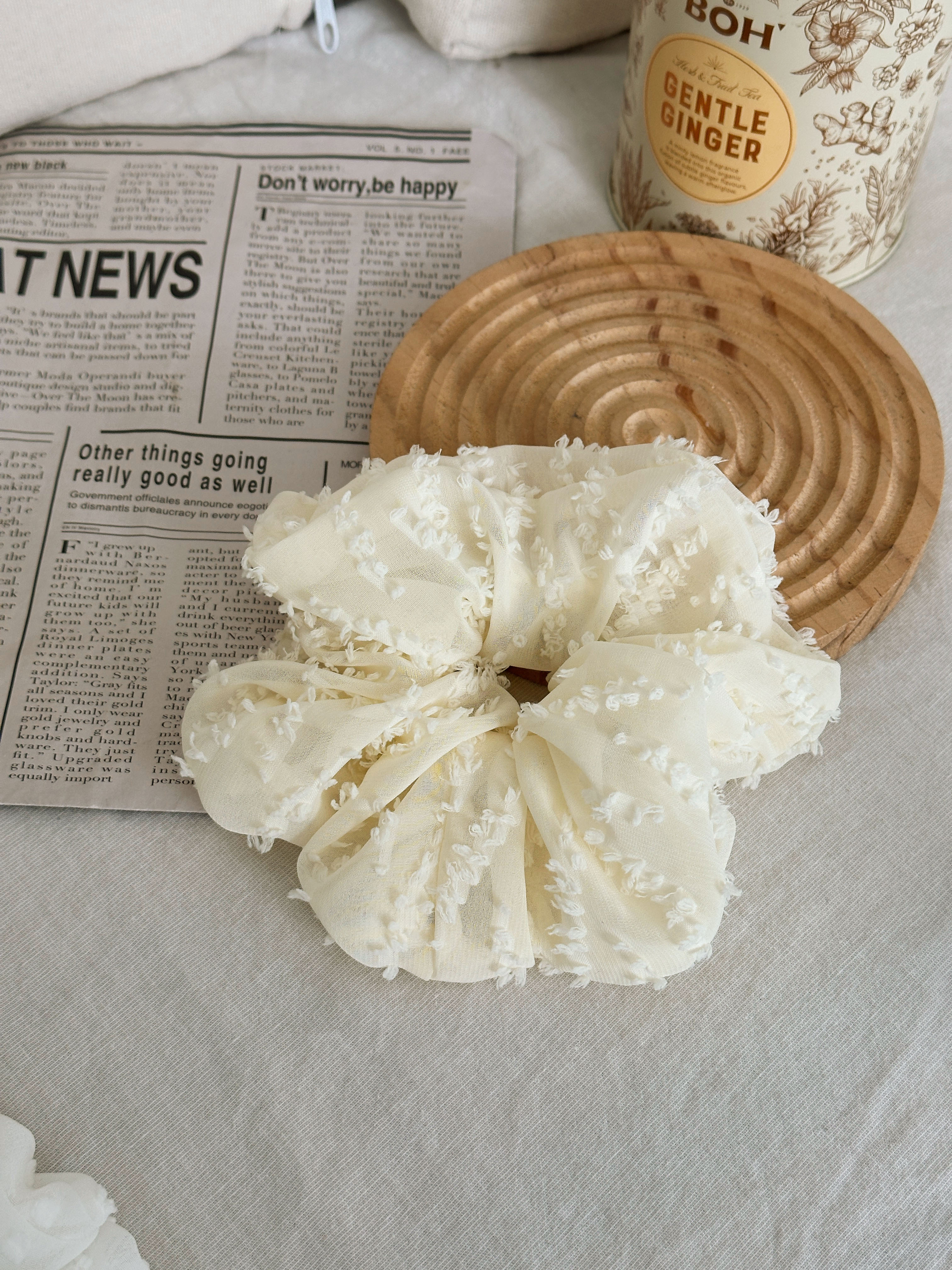 Beige Texture  Scrunchies - D137