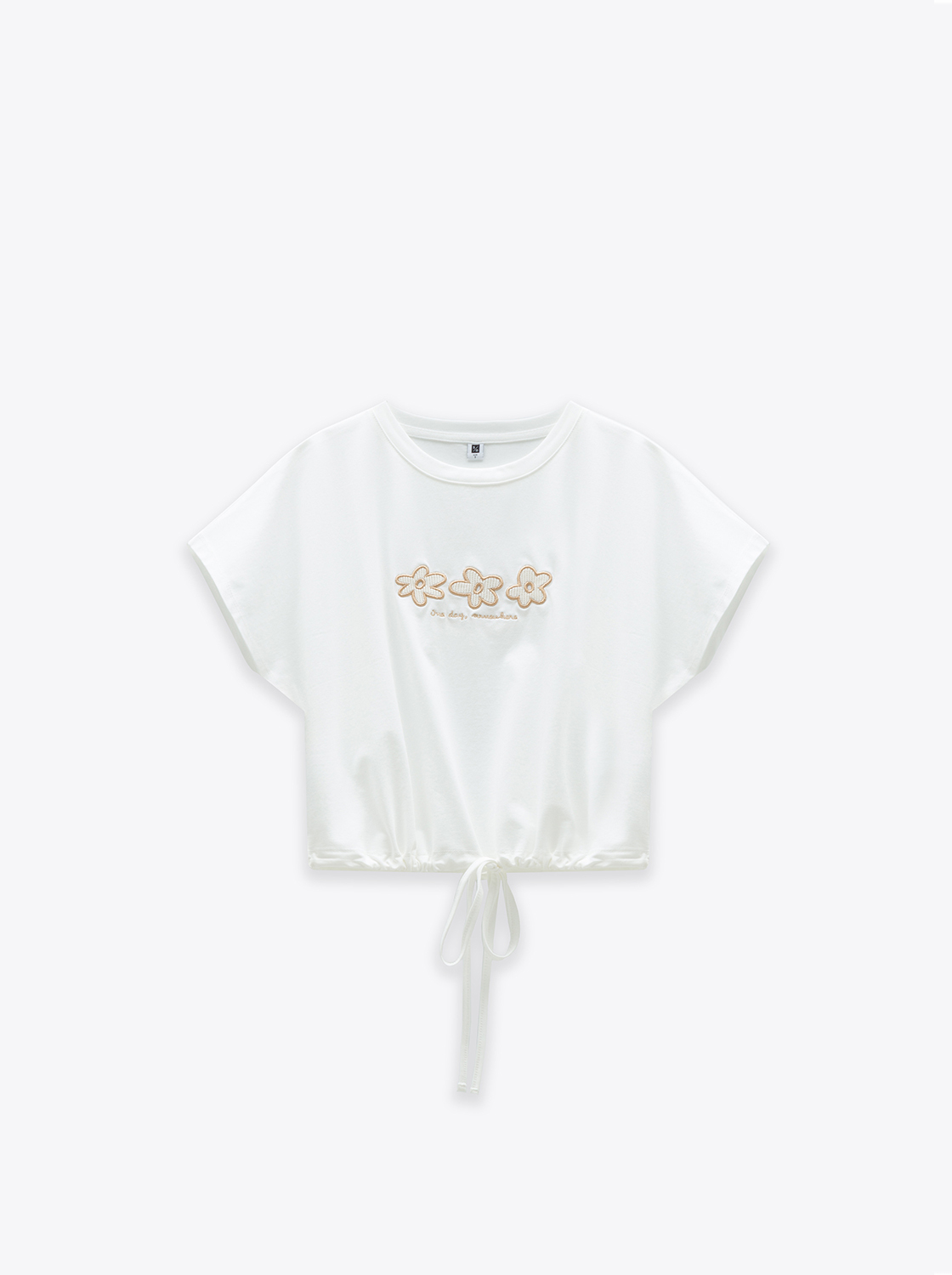 軟軟兔貼布花抽繩T恤