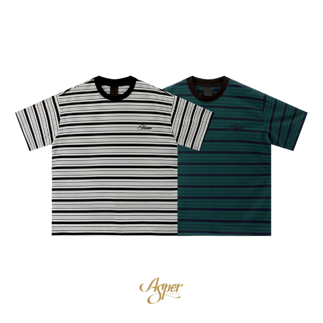 SBG 刺繡條紋寬鬆短T V0015