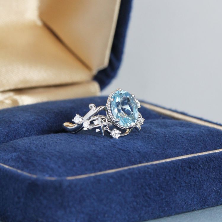 【訂製】海藍寶曲藤PT950鉑金戒指