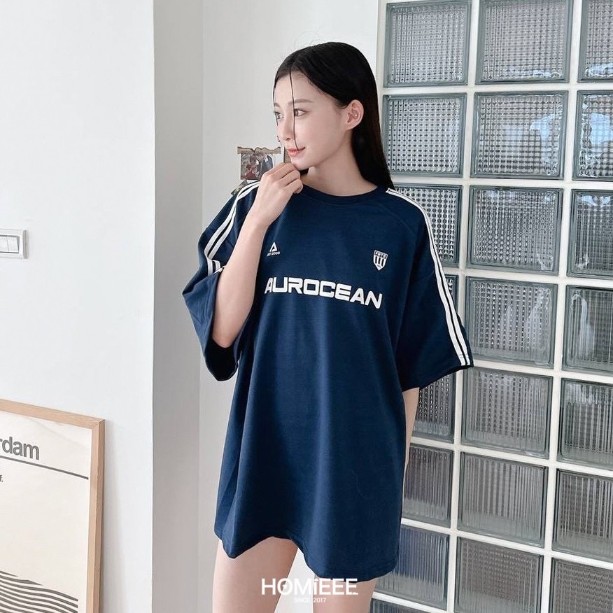 韓版 短袖 AUROCEAN 世足風 美式 黑色 灰色 男女可穿